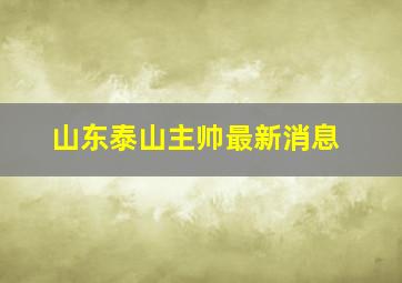 山东泰山主帅最新消息