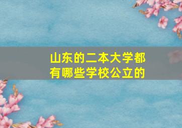 山东的二本大学都有哪些学校公立的