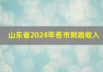 山东省2024年各市财政收入