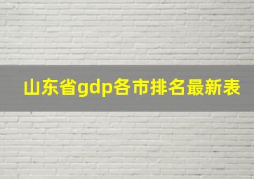 山东省gdp各市排名最新表