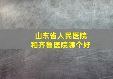 山东省人民医院和齐鲁医院哪个好