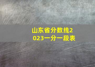 山东省分数线2023一分一段表