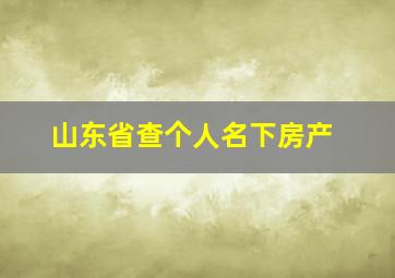 山东省查个人名下房产