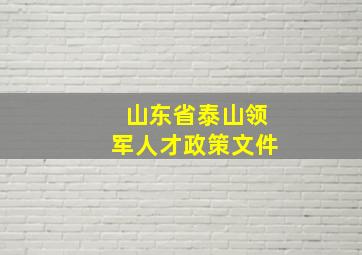 山东省泰山领军人才政策文件