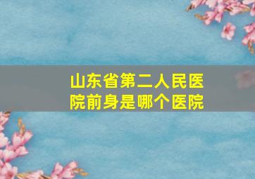 山东省第二人民医院前身是哪个医院