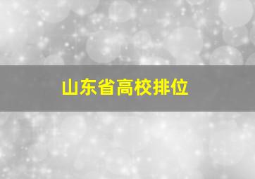 山东省高校排位