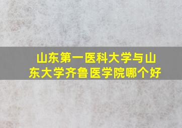 山东第一医科大学与山东大学齐鲁医学院哪个好