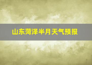 山东菏泽半月天气预报