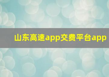 山东高速app交费平台app