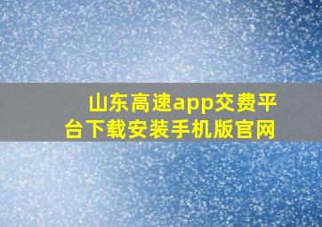 山东高速app交费平台下载安装手机版官网