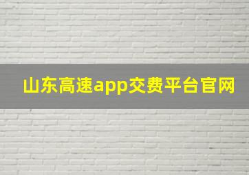 山东高速app交费平台官网