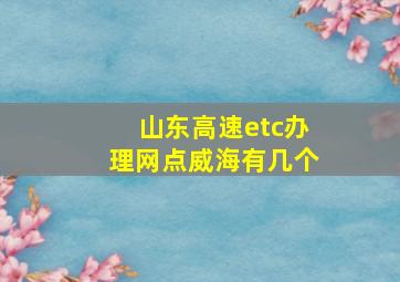 山东高速etc办理网点威海有几个