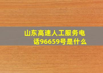 山东高速人工服务电话96659号是什么