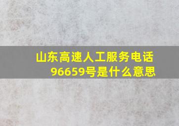 山东高速人工服务电话96659号是什么意思