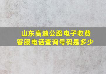 山东高速公路电子收费客服电话查询号码是多少