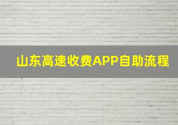 山东高速收费APP自助流程