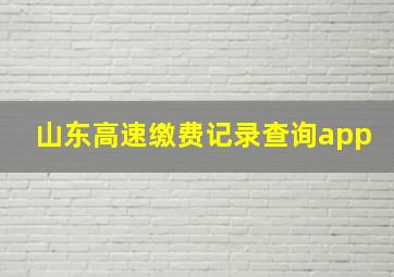 山东高速缴费记录查询app