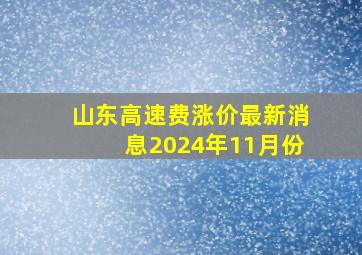 山东高速费涨价最新消息2024年11月份