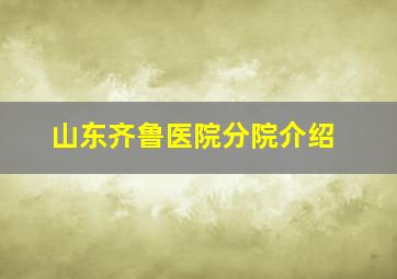 山东齐鲁医院分院介绍