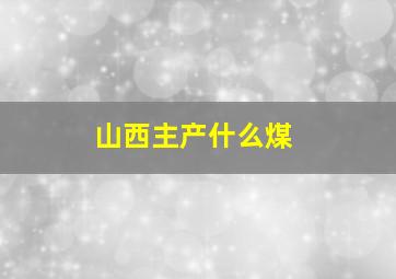 山西主产什么煤