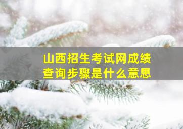 山西招生考试网成绩查询步骤是什么意思