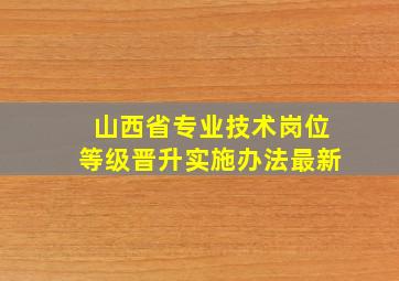 山西省专业技术岗位等级晋升实施办法最新