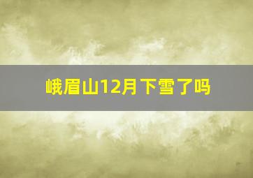 峨眉山12月下雪了吗