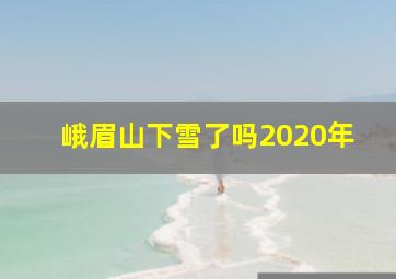 峨眉山下雪了吗2020年