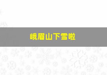 峨眉山下雪啦