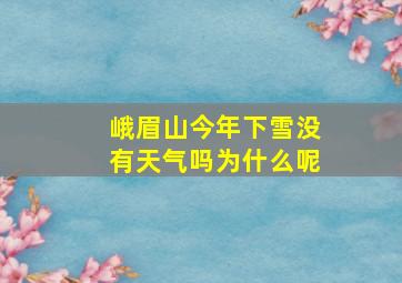 峨眉山今年下雪没有天气吗为什么呢