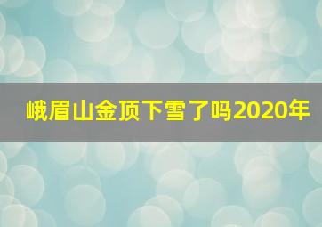 峨眉山金顶下雪了吗2020年