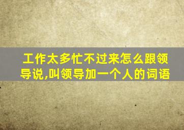 工作太多忙不过来怎么跟领导说,叫领导加一个人的词语