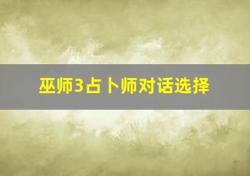 巫师3占卜师对话选择