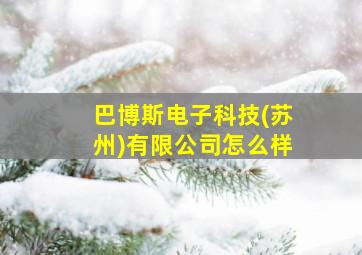 巴博斯电子科技(苏州)有限公司怎么样