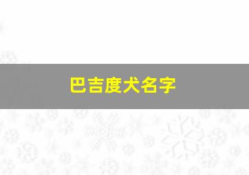 巴吉度犬名字