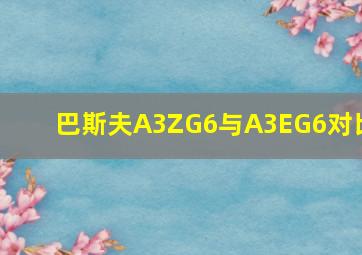 巴斯夫A3ZG6与A3EG6对比