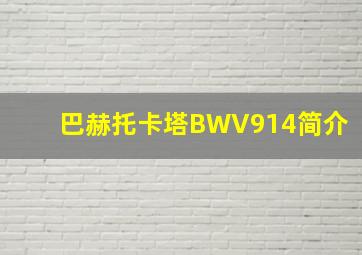 巴赫托卡塔BWV914简介