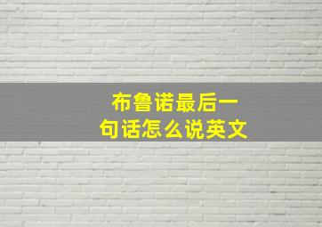 布鲁诺最后一句话怎么说英文