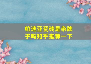 帕迪亚瓷砖是杂牌子吗知乎推荐一下