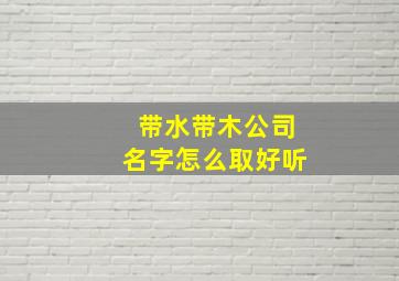 带水带木公司名字怎么取好听