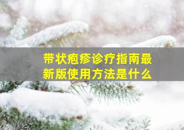 带状疱疹诊疗指南最新版使用方法是什么