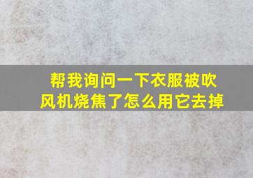 帮我询问一下衣服被吹风机烧焦了怎么用它去掉