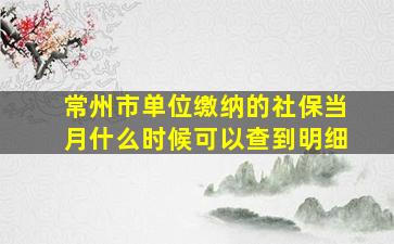 常州市单位缴纳的社保当月什么时候可以查到明细