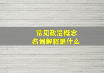 常见政治概念名词解释是什么