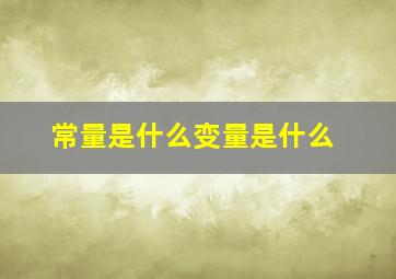 常量是什么变量是什么