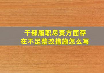 干部履职尽责方面存在不足整改措施怎么写