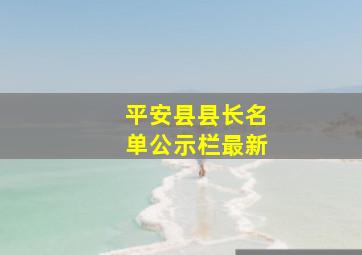 平安县县长名单公示栏最新