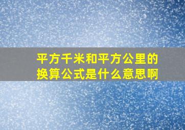 平方千米和平方公里的换算公式是什么意思啊