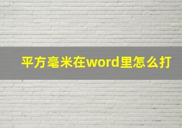 平方毫米在word里怎么打