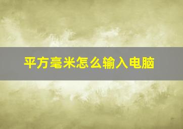 平方毫米怎么输入电脑